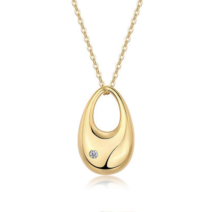 Italian Golden Waterdrop Design Moissanite Necklace set in 18K Gold Plated 925 Silver (GRA) Capella Jewellery