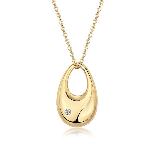 Italian Golden Waterdrop Design Moissanite Diamond Necklace set in 18K Gold Plated 925 Silver (GRA)