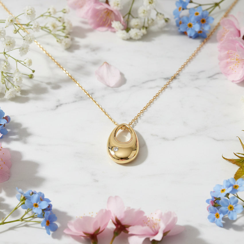 Italian Golden Waterdrop Design Moissanite Diamond Pendant set in 18K gold Plated 925 Silver (GRA)