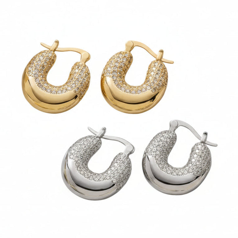 Classic European Light Micro Inlay Luxury Natural Zircon Geometric Earrings set in 18K Gold Plating Capella Jewellery
