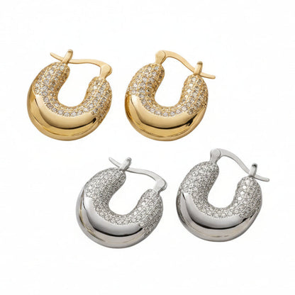 Classic European Light Micro Inlay Luxury Natural Zircon Geometric Earrings set in 18K Gold Plating Capella Jewellery