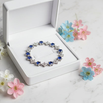 European Stars and Flowers Inlaid Natural Zircon Gemstone Bracelet set in Platinum Plating Capella Jewellery