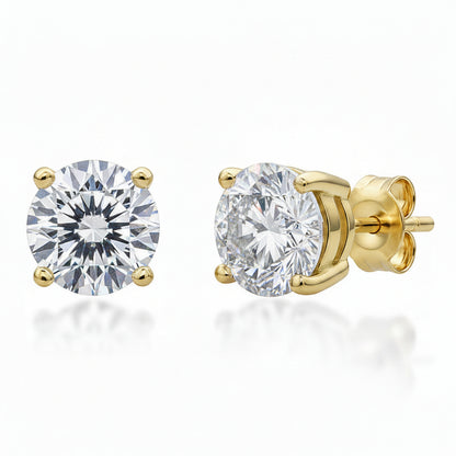 Classic French Four-Claw 4 Carat Moissanite Earrings set in 18K Gold Plated 925 Silver (GRA) Capella Reya pic 1