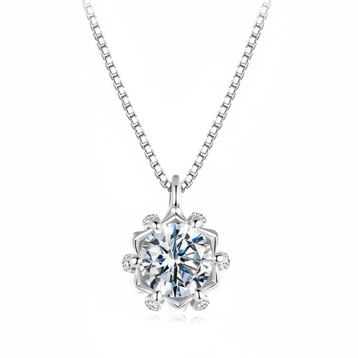 Sparkling Snowflake Inspired Halo 0.5 Carat Moissanite Diamond set in 925 Silver (GRA)