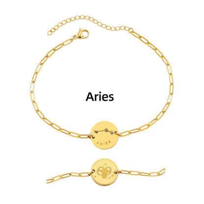 Twelve Constellation Stars Signs Micro Inlaid Natural Zircon Bracelet set in 18K Gold Plating Capella Jewellery