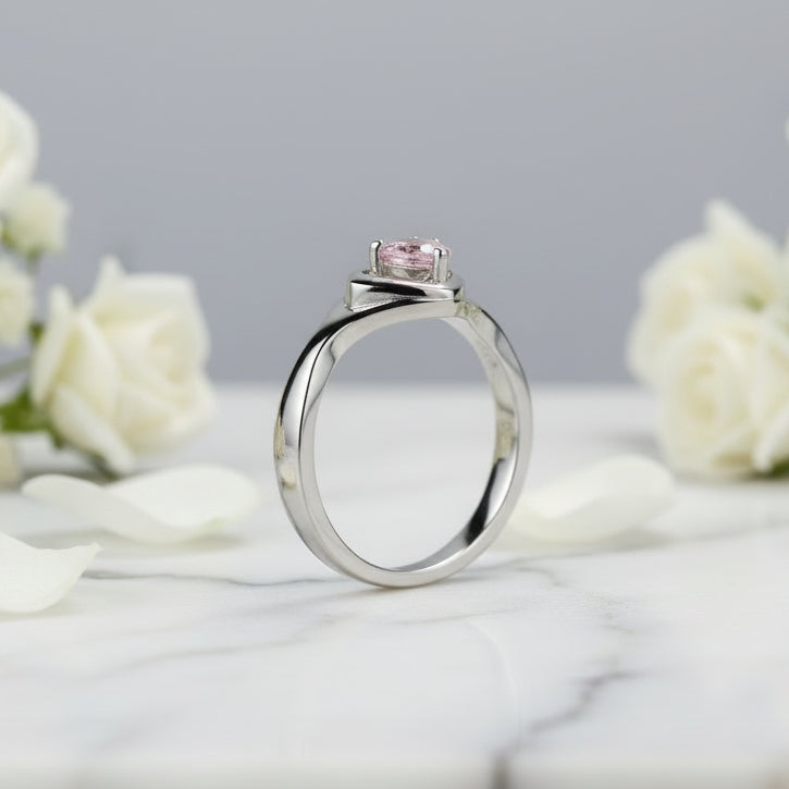 European Romantic Heart 0.3 Carat Moissanite Ring set in 18K White Gold Plated 925 Silver (GRA)