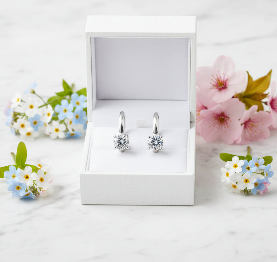 American Luxury 1 Carat Moissanite Diamond Earrings set in 925 Sterling Silver (GRA)
