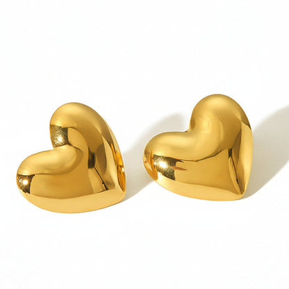 Exaggerated Italian Love Heart Design Earrings and Necklace Jewellery Set in 18K Gold Plating Capella Jewellery