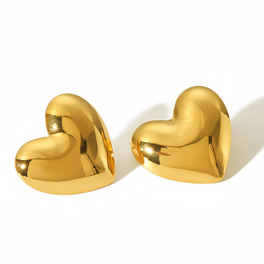 Exaggerated Italian Love Heart Design Earrings and Necklace Jewellery Set in 18K Gold Plating