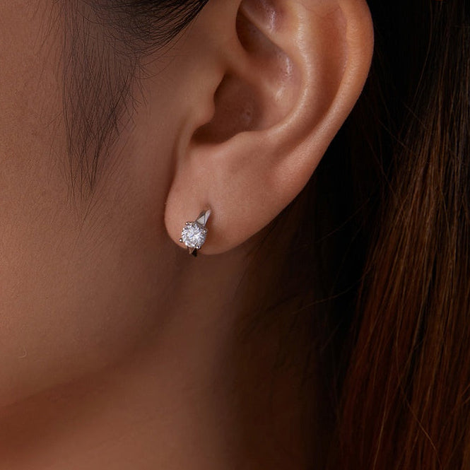 American Luxury 1 Carat Moissanite Diamond Earrings set in 925 Sterling Silver (GRA)