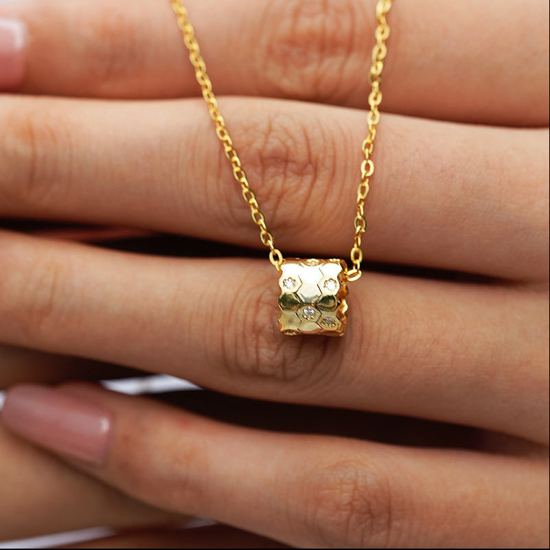 Petite Waist Micro Inlaid 1 Carat Moissanite Diamonds Pendant set in 18K Gold Plated 925 Silver
