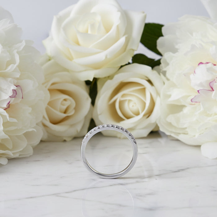 French 15 Row Eternity Ring 0.22 Carat Moissanite Diamond set in 18K White Gold Plated 925 Silver (GRA)
