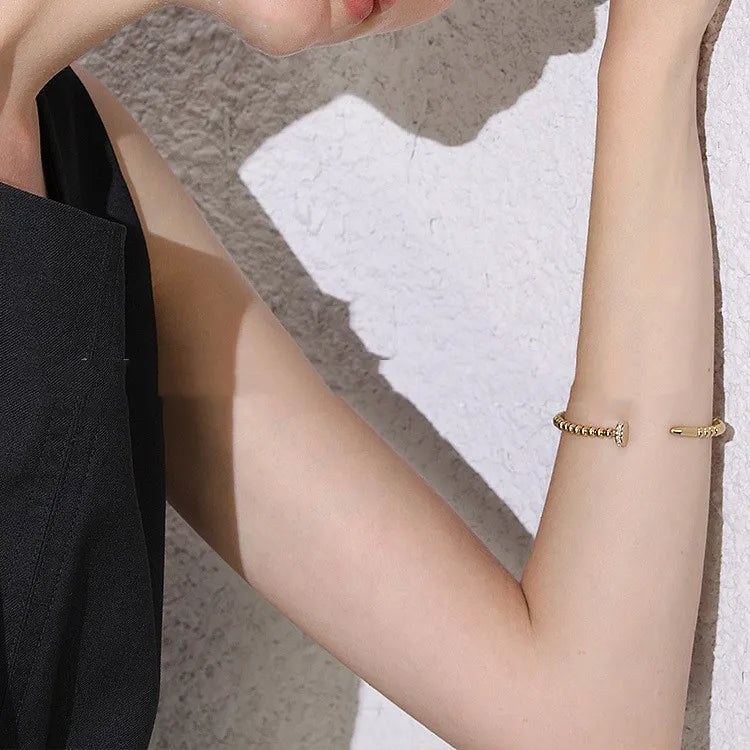 Modern Italian Twist Nail-Studded Natural Zircon Gemstone Bangle Bracelet set in 18K Gold Plating Capella Jewellery