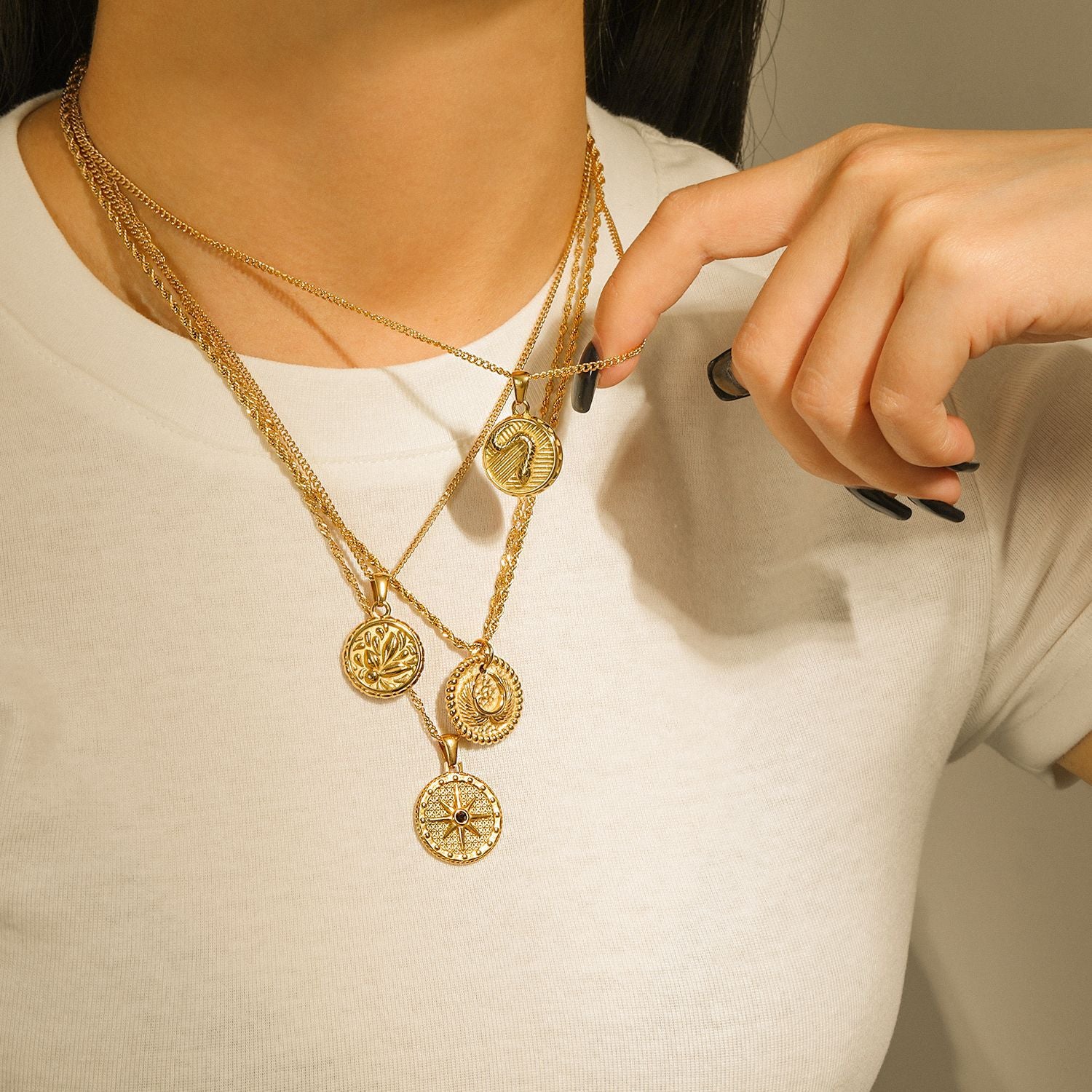 18K Gold Plated Snake Coin Pendant Necklace