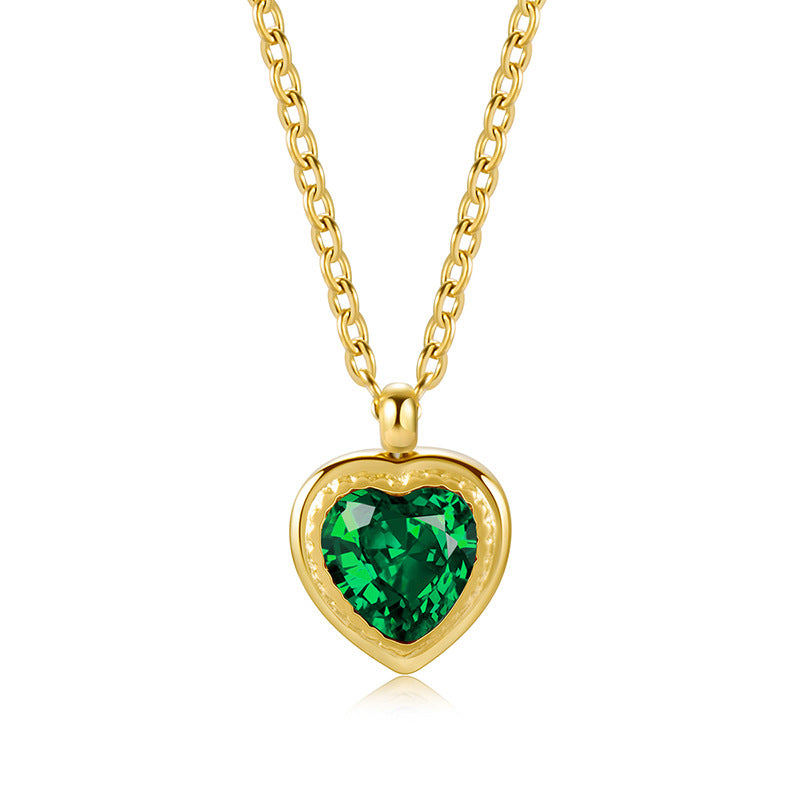 18K Gold Plated Jacinth Peach Heart Necklace