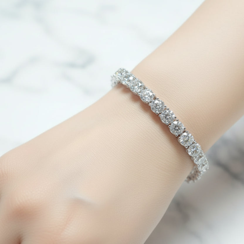 Exquisite Tennis Bracelet Pave Full 1 Carat Moissanite Diamond set in 925 Silver (GRA)