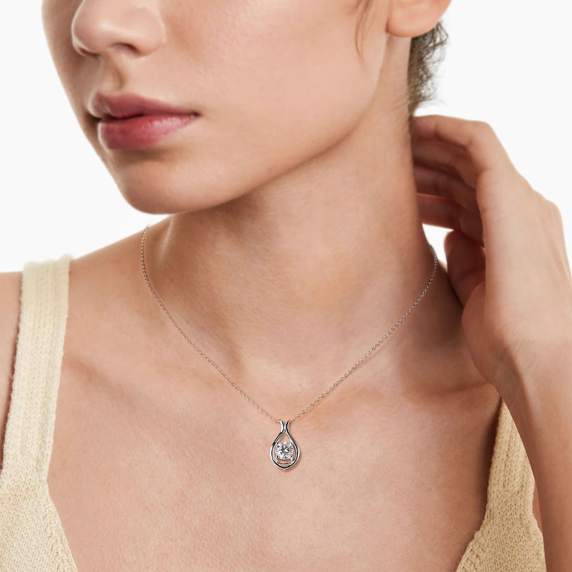 Italian Water Drop 2 Carat Moissanite Diamond Pendant set in 18K Gold Plated 925 Silver (GRA)
