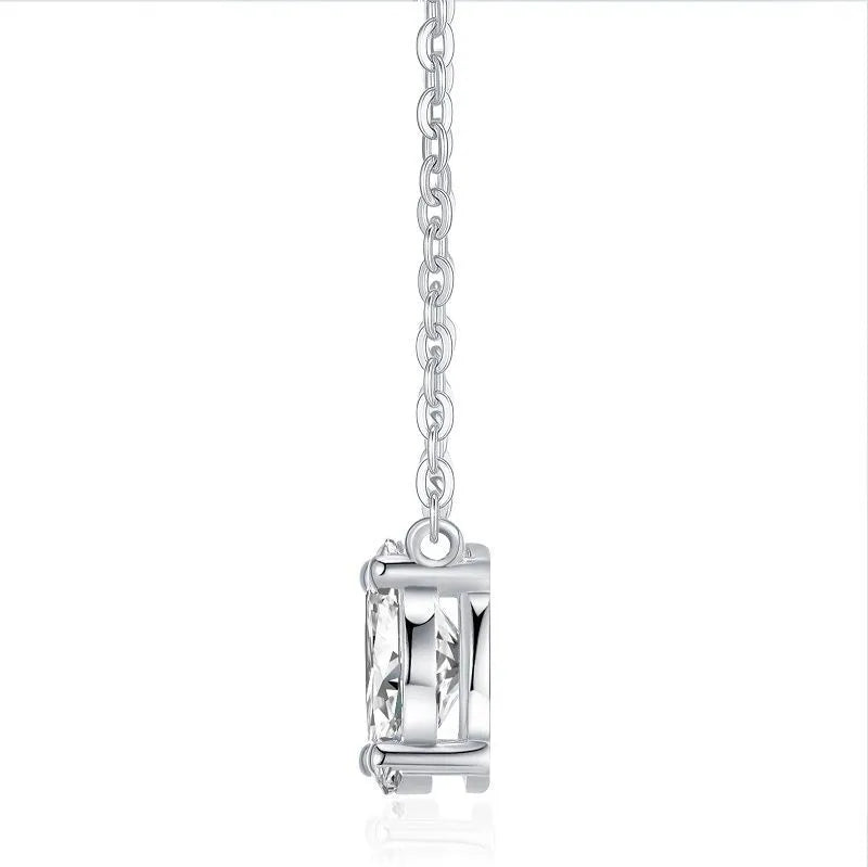 Japanese 1.6 Carat Moissanite Diamond Necklace set in 18K White Gold Plated 925 Silver (GRA)
