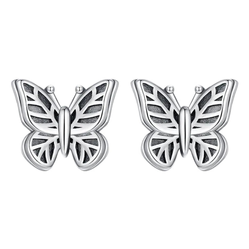 Japanese Design Retro Ziyun Butterfly Motif Earrings set in 925 Sterling Silver