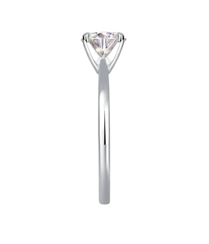 European Four-Claw Solitaire 1 Carat Moissanite Ring set in Platinum Plated 925 Silver (GRA) Capella Jewellery