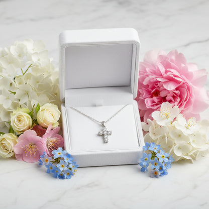 Exquisite Christian Cross 0.66 Carat Moissanite Pendent set in 18K Gold Plated 925 Silver (GRA) Capella Jewellery