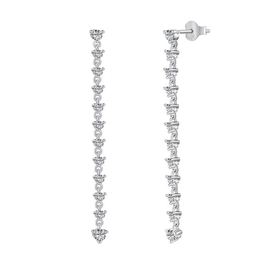 Modern French Tassel Design Natural Zircon Gemstone Earrings set in Platinum Plated 925 Silver