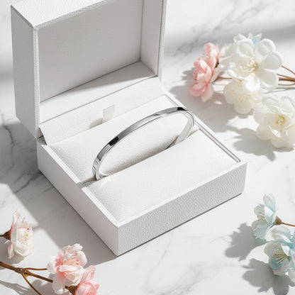 French Classic Elegance Opening Bangle Bracelet set in Platinum Plated 925 Sterling Silver Capella Jewellery