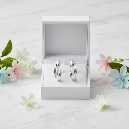 European Tulip Inspired Design Earrings set in Platinum Plated 925 Pure Sterling Silver Capella Jewellery