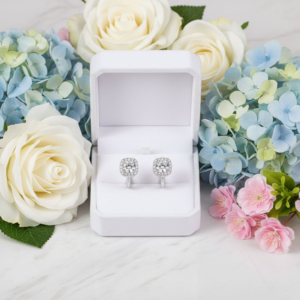 Beijing Modern Design 2 Carat Moissanite Diamond Earrings set in 925 Sterling Silver (GRA)