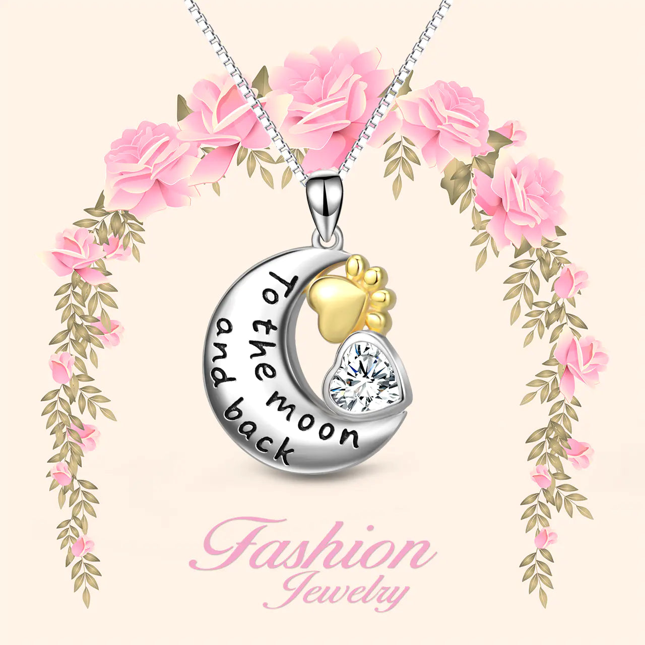 Personalized Engraved Pendant with Gold Plated Dog Paw Necklace