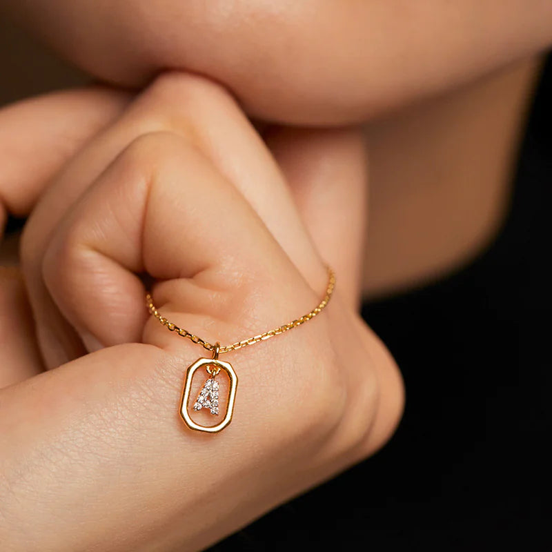Personalized Mini Letter 18K Gold Plated 925 Sterling Silver Necklace for Women