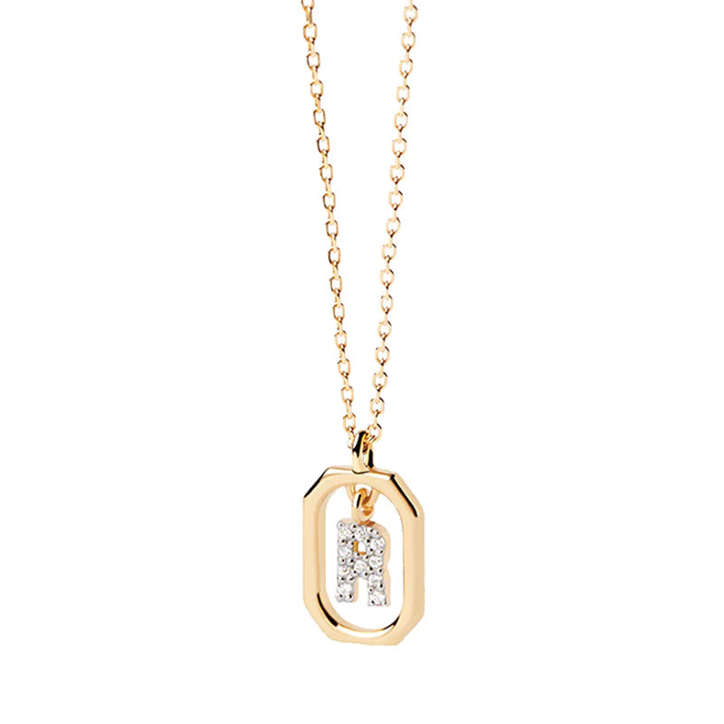 Personalized Mini Letter 18K Gold Plated 925 Sterling Silver Necklace for Women